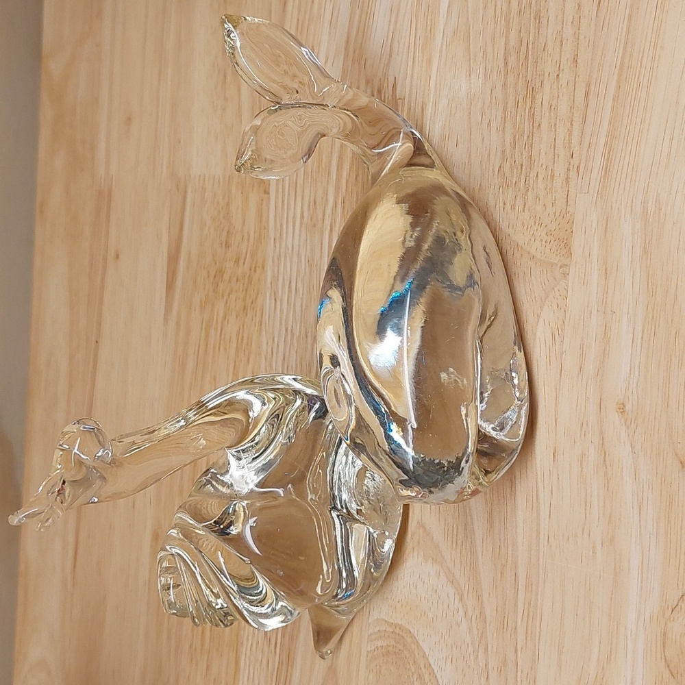 Clear art glass Snail & Whale Paperweight sculptures
